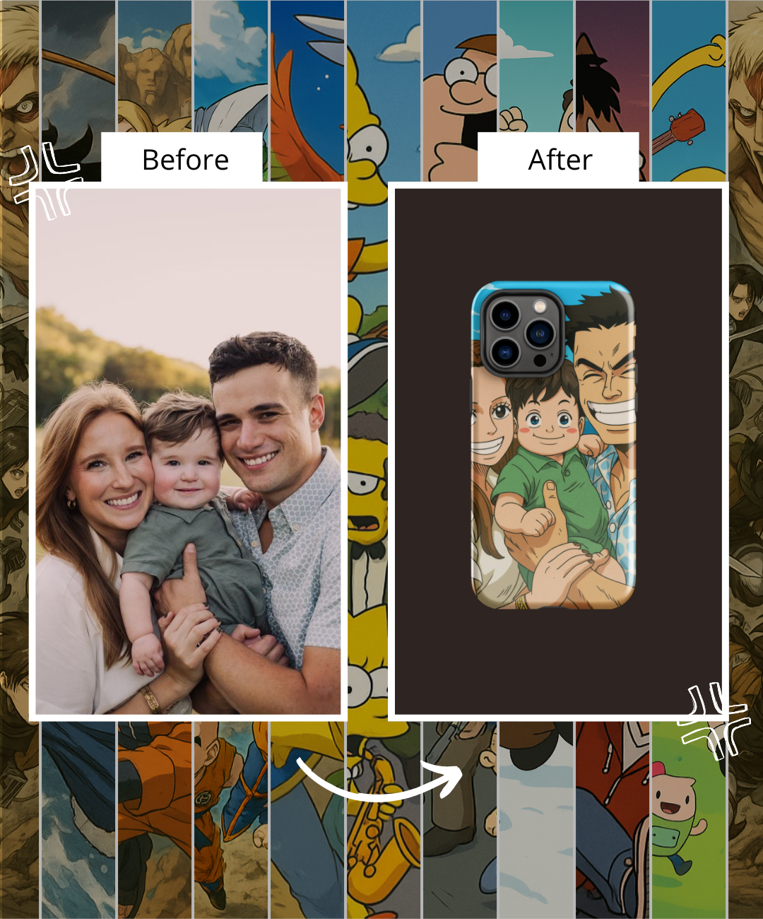 Portrait Cover iPhone 16/16 pro/ 16 pro max  - Inspired by Anime/Series